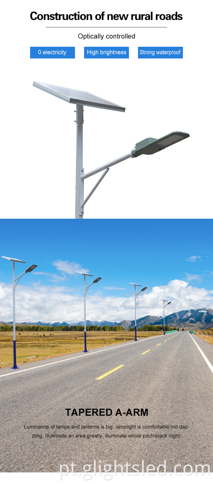 Dado de alta qualidade fundindo alumínio SMD à prova d'água IP65 30W Luz de rua solar LED